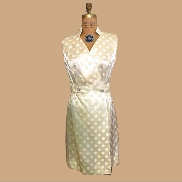Vintage 50’s Parfait Originals sleeveless cream wrapover Polkadot Dress size XS - Picture 2 of 11